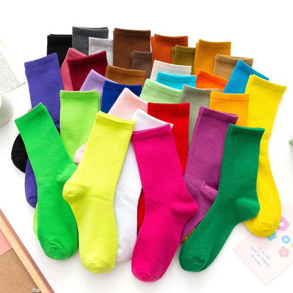 10PCS Harajuku Summer Socks Women Girls Colorful Middle Tube Cotton Breathable Soft Sock Floor  Socks