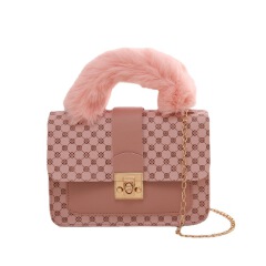 Tote Bags Women's Bag Autumn And Winter New Round Dot Small Square Bag Fashionable And Simple Diagonal Cross Bag Single Shoulder Bag Plush Handbag