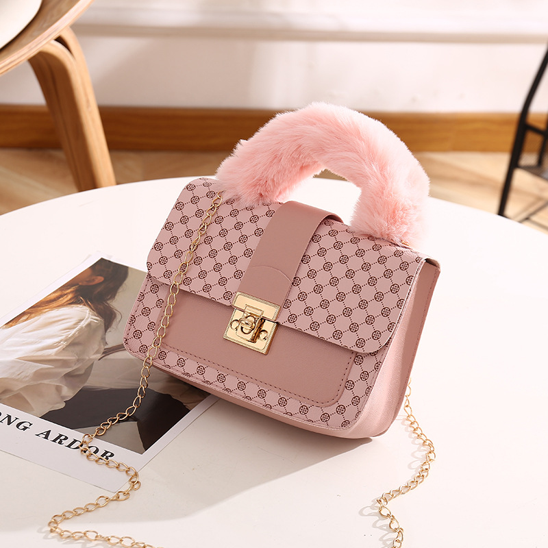 Tote Bags Women's Bag, Autumn And Winter, New Round Dot Small Square Bag, Fashionable And Simple, Diagonal Cross Bag, Single Shoulder Bag, Plush Handbag