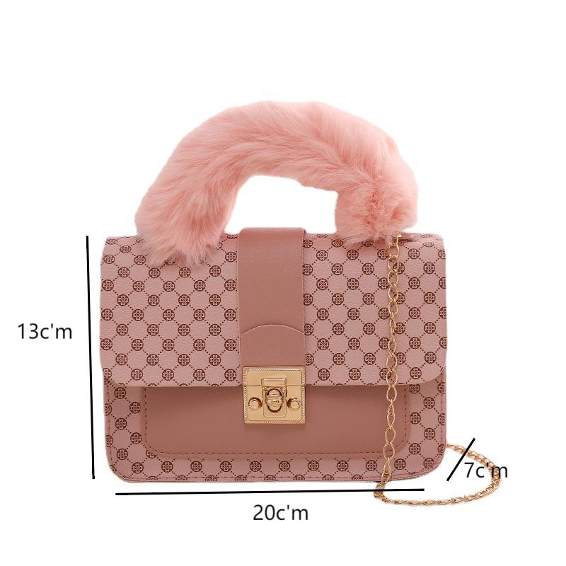 Tote Bags Women's Bag, Autumn And Winter, New Round Dot Small Square Bag, Fashionable And Simple, Diagonal Cross Bag, Single Shoulder Bag, Plush Handbag