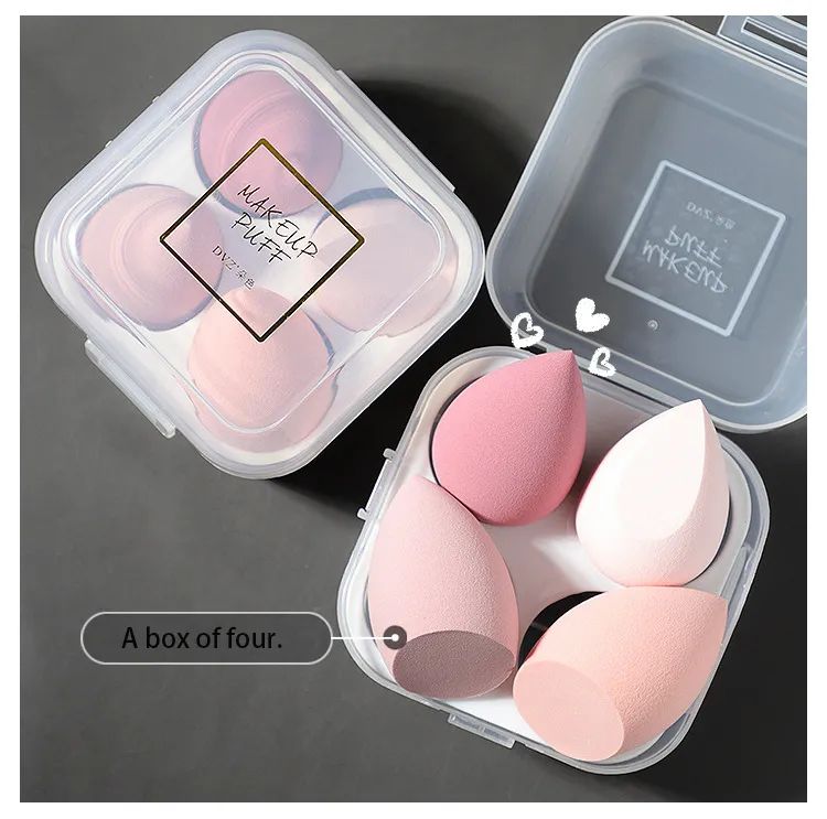 4pcs Professional Cosmetic Puffs Fashion Make up Blender Sponge Foundation Powder Sponge Blending Beauty Tool Accessories