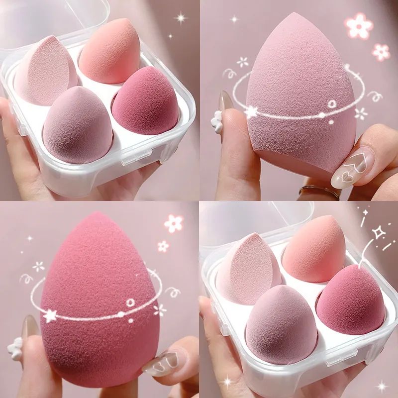 4pcs Professional Cosmetic Puffs Fashion Make up Blender Sponge Foundation Powder Sponge Blending Beauty Tool Accessories