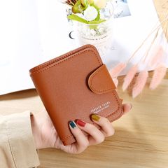 Women's Short Wallets Multi Function Women's Student Bag PU Leahter brown one size