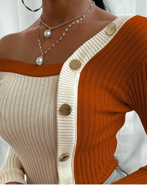 2021 New Autumn Ladies All-match Casual Sweater Single-breasted Knitted Cardigan Tops