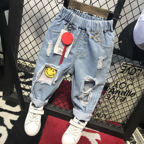 Children Broken Hole Jeans New Boys Girls Jeans Fashion 2-6Years Baby Children Jeans Autumn  Trousers