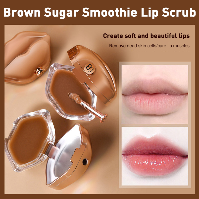 Brown Sugar Lip Balm Smooth Lip Scrub Fades Lip Wrinkles Moisturizes Repairs Gentle Exfoliating And Lip Brush Skin Care