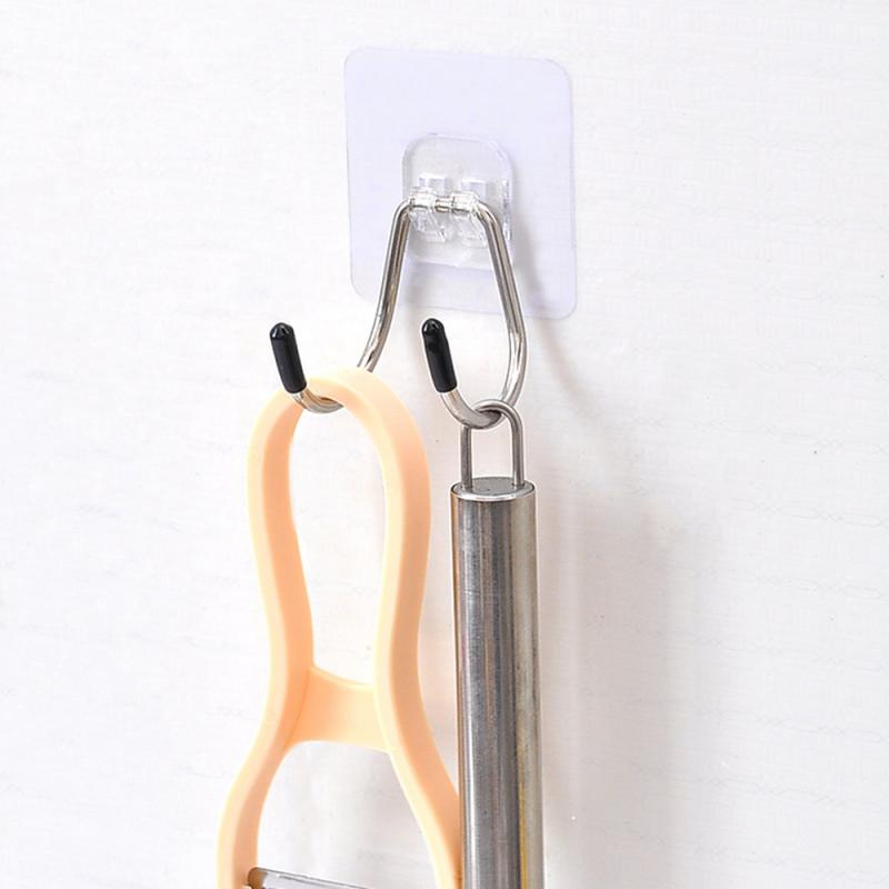 Hook Strong Adhesive Stickers Wall Door Sticky Hanger Stainless Steel Double Hook Kitchen Bathroom Hooks Kitchen & Dining room appliances