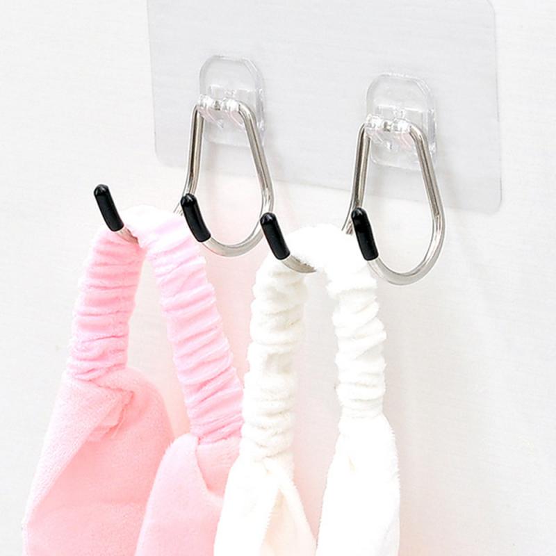 Hook Strong Adhesive Stickers Wall Door Sticky Hanger Stainless Steel Double Hook Kitchen Bathroom Hooks Kitchen & Dining room appliances