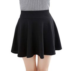 Women's Basic Versatile Stretchy Flared Casual Mini Skater Skirt sequin Skirts Black M