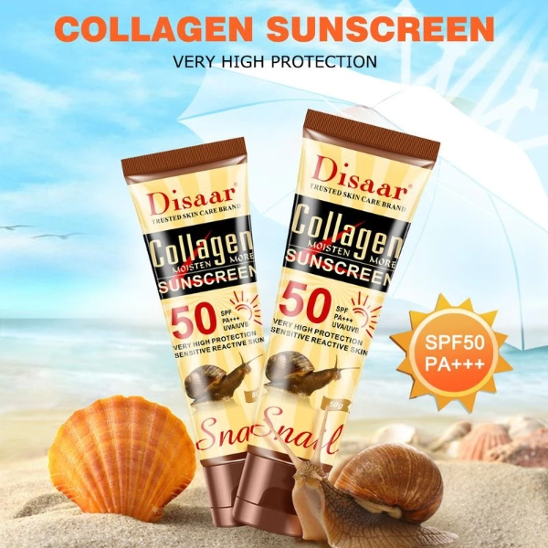 50g Collagen Snail Sunscreen Protetor Whitening Solar Uv Radiation Sunscreen Body Cream Oil-control Makeup