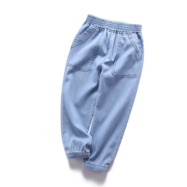 Baby Boy Girl Loose Jeans New Fashion Korean Style Casual Solid Color Jeans Spring Autumn Children's  Trousers
