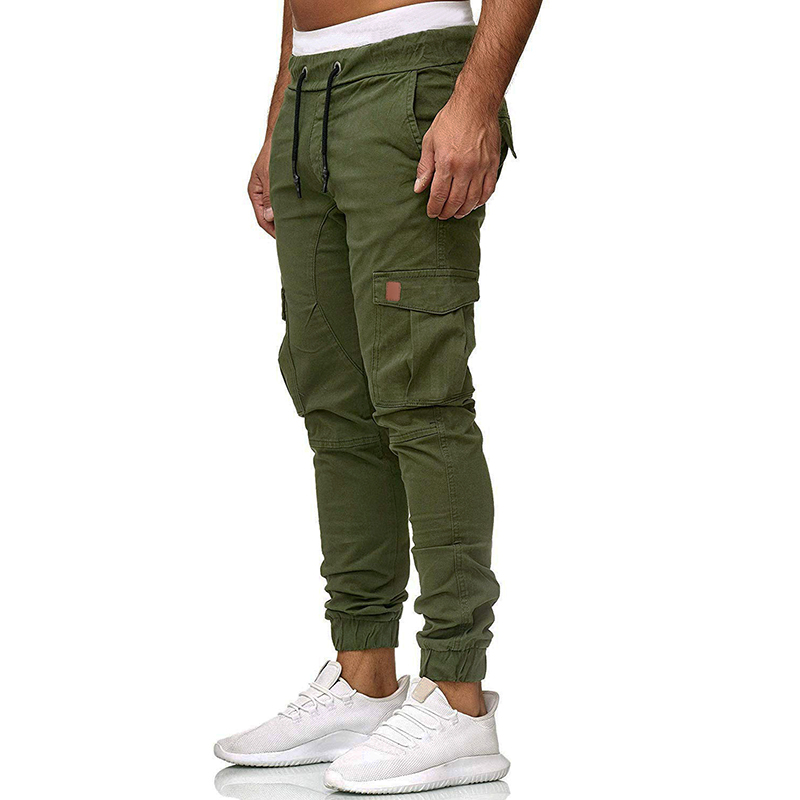 Autumn and winter new style men's cotton casual trousers fashion leather solid color  Trousers