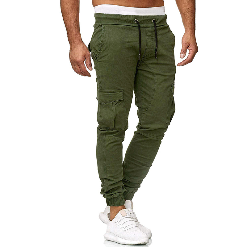 Autumn and winter new style men's cotton casual trousers fashion leather solid color  Trousers