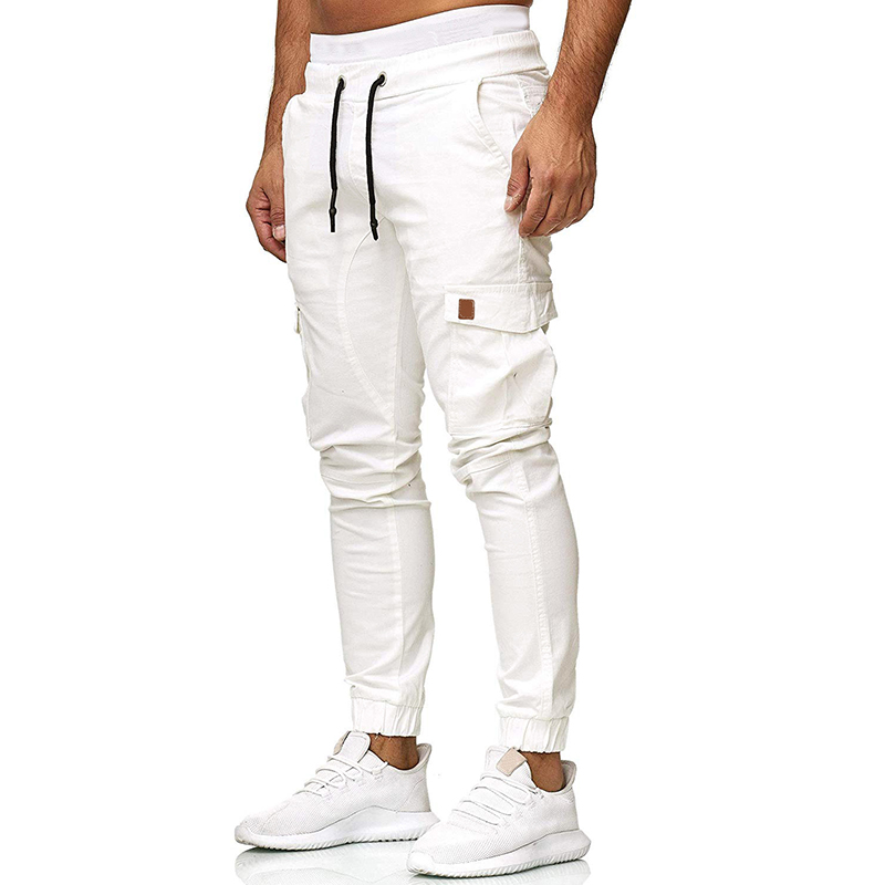 Autumn and winter new style men's cotton casual trousers fashion leather solid color  Trousers