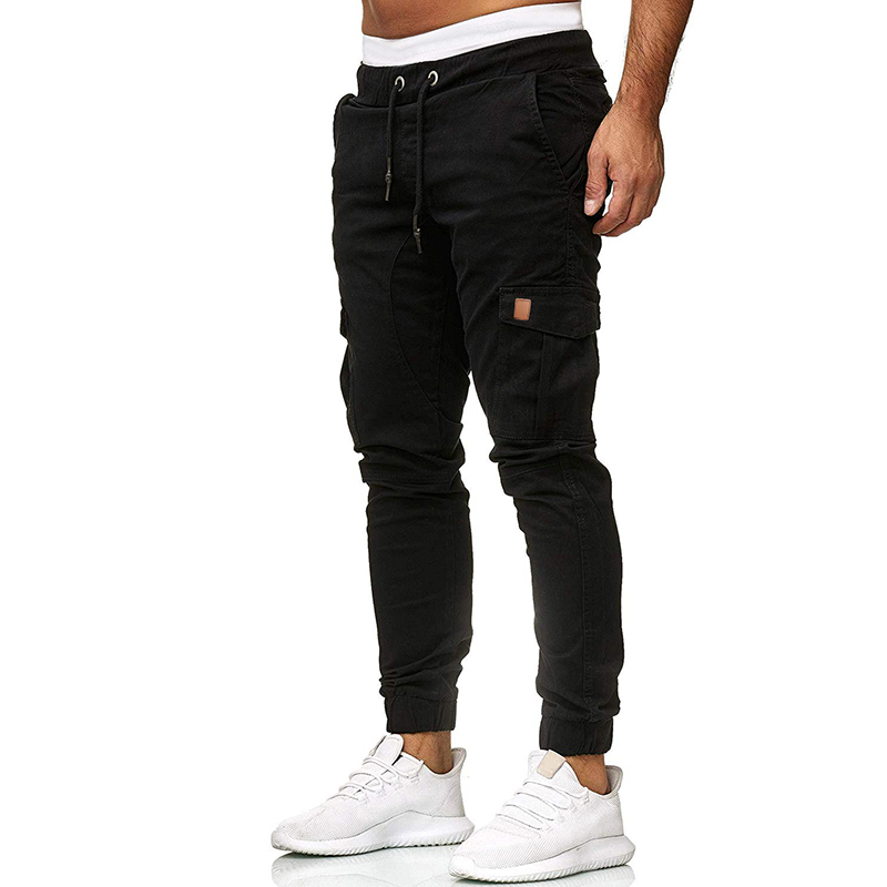 Autumn and winter new style men's cotton casual trousers fashion leather solid color  Trousers