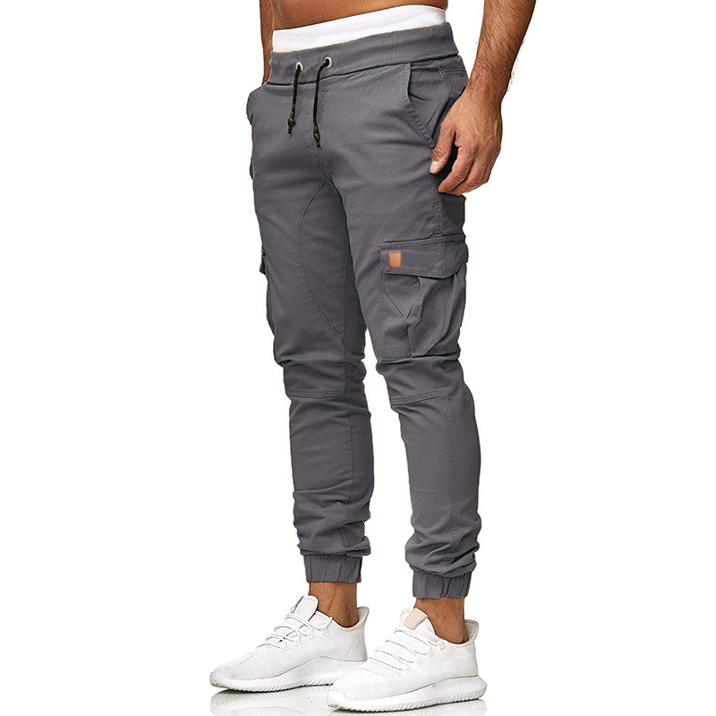 Autumn and winter new style men's cotton casual trousers fashion leather solid color  Trousers