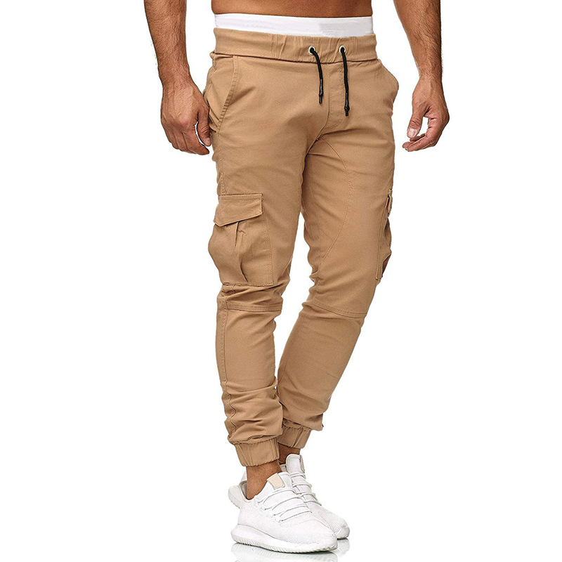 Autumn and winter new style men's cotton casual trousers fashion leather solid color  Trousers