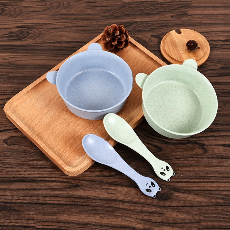 New Baby Feeding Bowl Tableware Waterproof Spoon Non-Slip Crockery BPA Free Wheat Straw Dishes Feeding