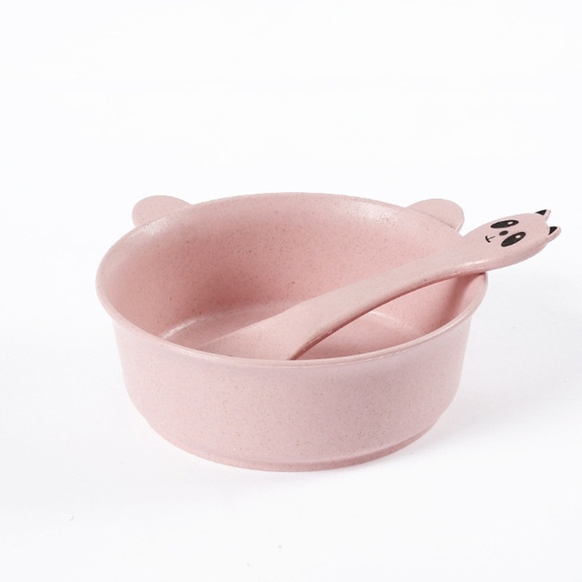New Baby Feeding Bowl Tableware Waterproof Spoon Non-Slip Crockery BPA Free Wheat Straw Dishes Feeding