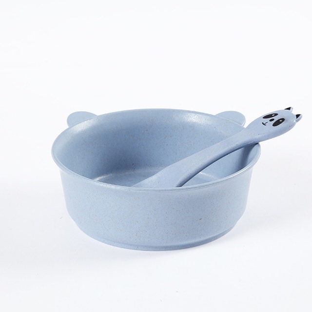 New Baby Feeding Bowl Tableware Waterproof Spoon Non-Slip Crockery BPA Free Wheat Straw Dishes Feeding