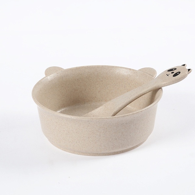 New Baby Feeding Bowl Tableware Waterproof Spoon Non-Slip Crockery BPA Free Wheat Straw Dishes Feeding