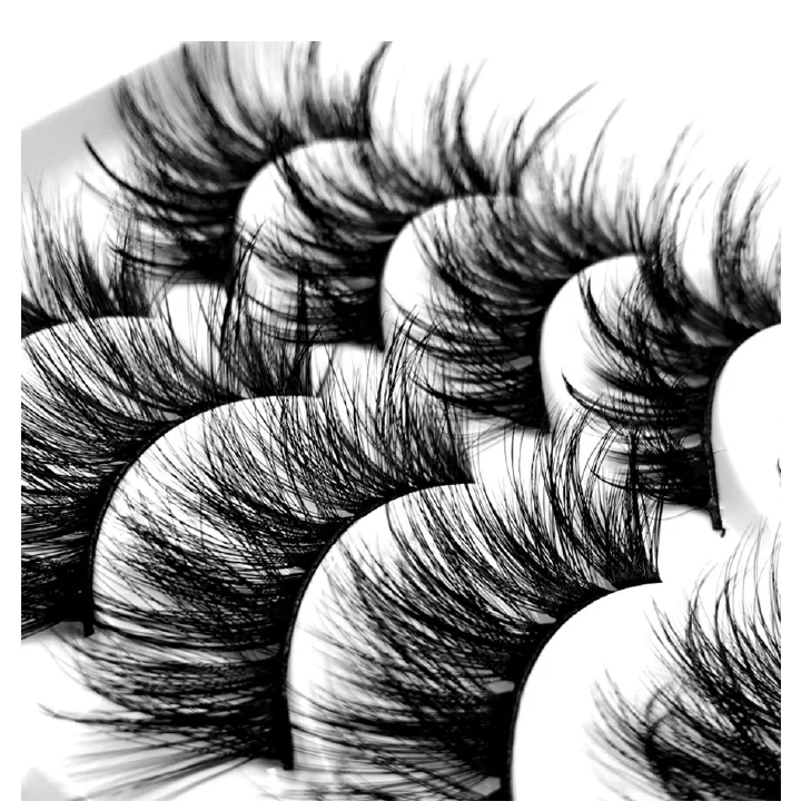 Faux Mink lashes 5 Pairs 3D Mink Lashes Volume Natural long Cross FalsMakeup one color