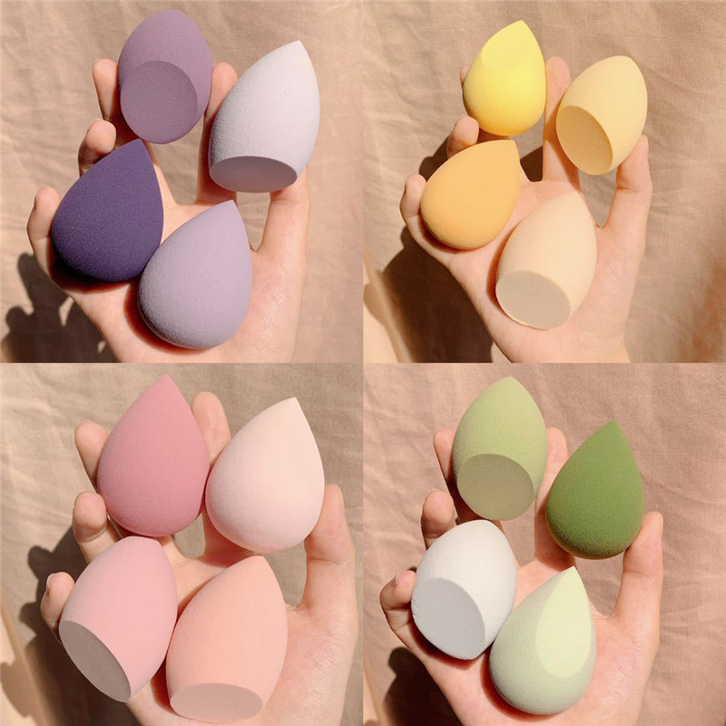 4pcs Water Drop Makeup Puff Kit Colorful Cushion Cosmestic Sponge Egg Puff Makeup