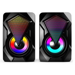 Computer Speakers X2 Multimedia Desktop Computer Speaker Home Desktop Mini Rgb Color Usb Speaker Wired Heavy Subwoofer Black