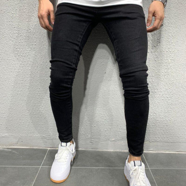 Blue Satine Jeans Men Elastic Waist Skinny Jeans Men 2021 Stretch Ripped Pants Streetwear  Trousers
