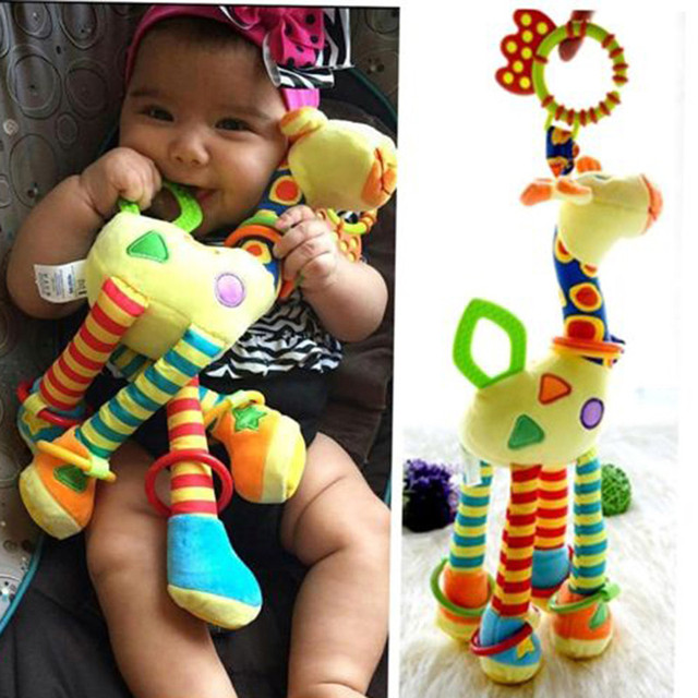 Plush Infant Toys Baby Development Giraffe Animal Handbells Rattles Dolls & Accessories