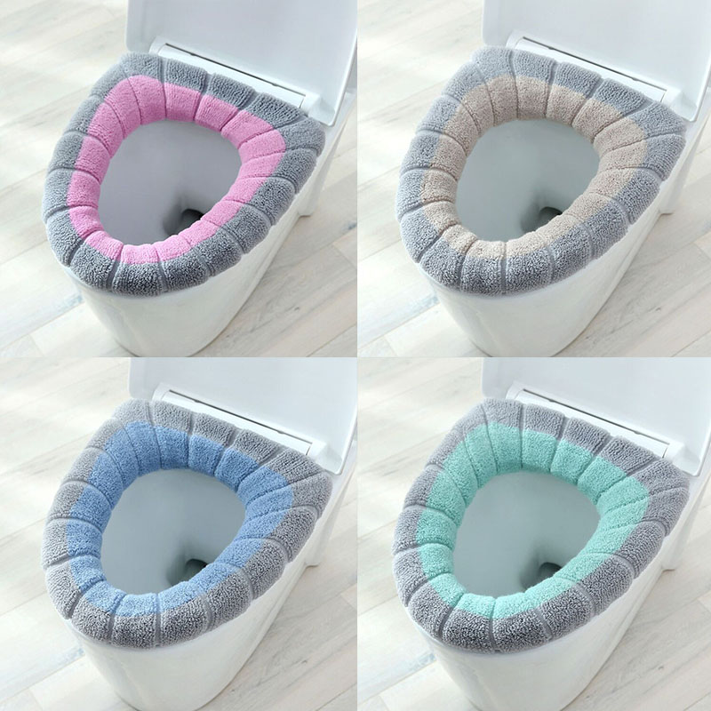 Keep Warm Pumpkin Pattern Closestool Mat Double Color Bathroom Bathroom Products