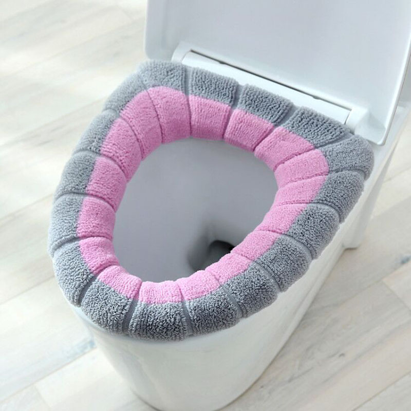 Keep Warm Pumpkin Pattern Closestool Mat Double Color Bathroom Bathroom Products