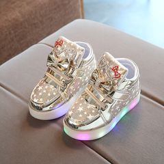 Kids shoes  Luminous Leisure Children's Shoes For Men and Women in The new Breathable Hook and Loop girls girls Gold 27