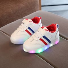 Kids shoes Children's Bright Shoes  Boys LED Sports White Shoes Girls Korean Baby Luminous Children's Shoes Sneakers Red 29