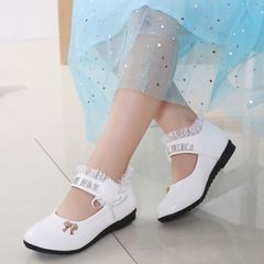 Kids shoes Spring and Autumn College Children's Shoes Fashion hook and loop British Wind Baby girls Dress Shoes  Oxfords White 31