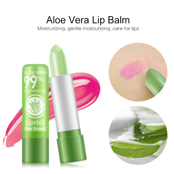 1PC Moisturizing Lip Balm Aloe Vera Lipstick Color Changing Long Lasting Lipsticks Moisture Makeup