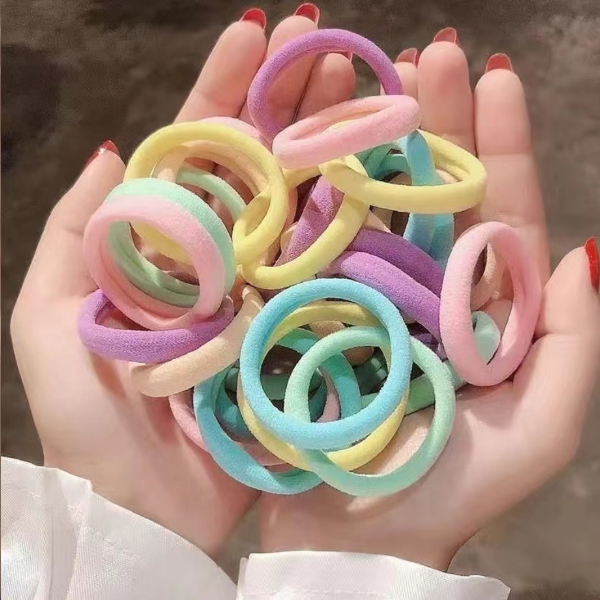 100PCS/Lot 4.5CM Rainbow Colorful Hair Band Gum Hair Ties For Girls Rubber Bands