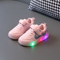 Autumn Kids shoes  LED Luminous Sports Shoes for Boys and Girls Soft Soled Breathable Running Shoes Flash Sneakers Pink 22 pink