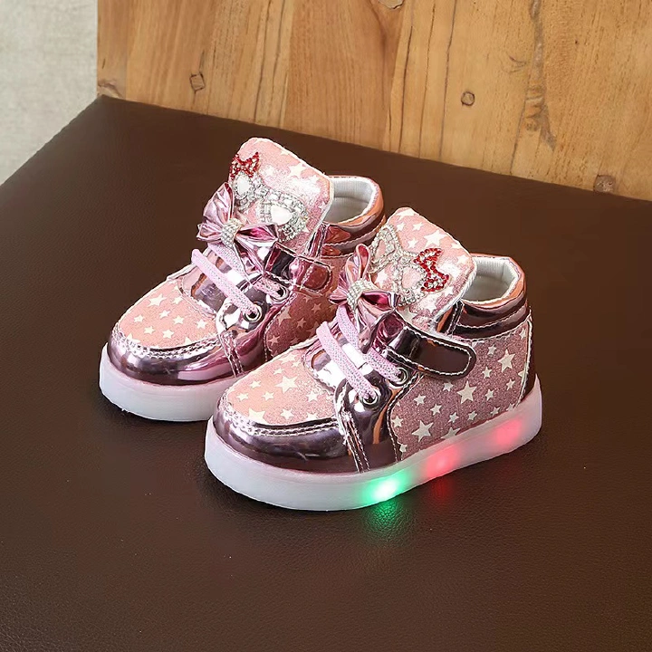Children's Luminous Leisure Kids shoes  in The new Breathable Hook and Loop girls Athletic  Boots