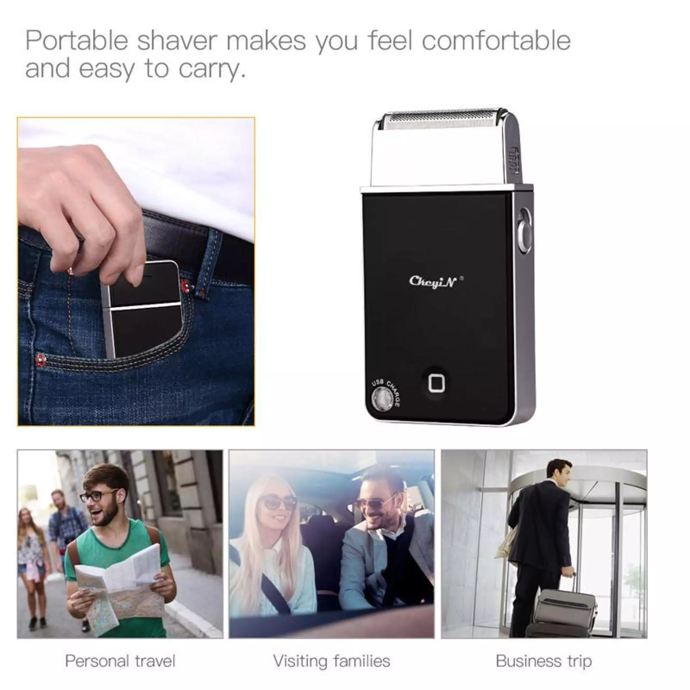 Portable Electric Beard Shaver Professional Beard Trimmer Mini Razor USB Charging Reciprocating Single Blade Electric Shaver For Men