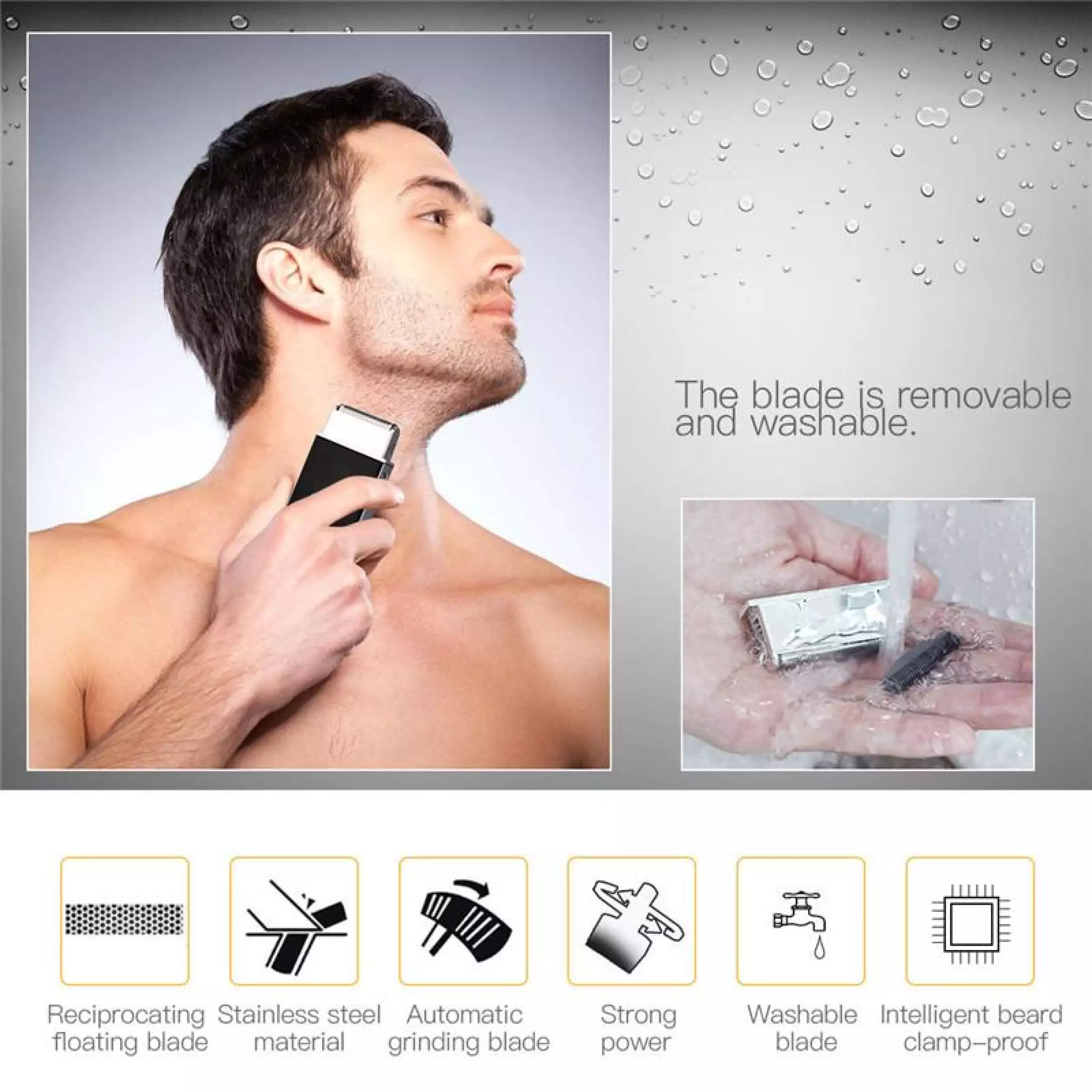 Portable Electric Beard Shaver Professional Beard Trimmer Mini Razor USB Charging Reciprocating Single Blade Electric Shaver For Men
