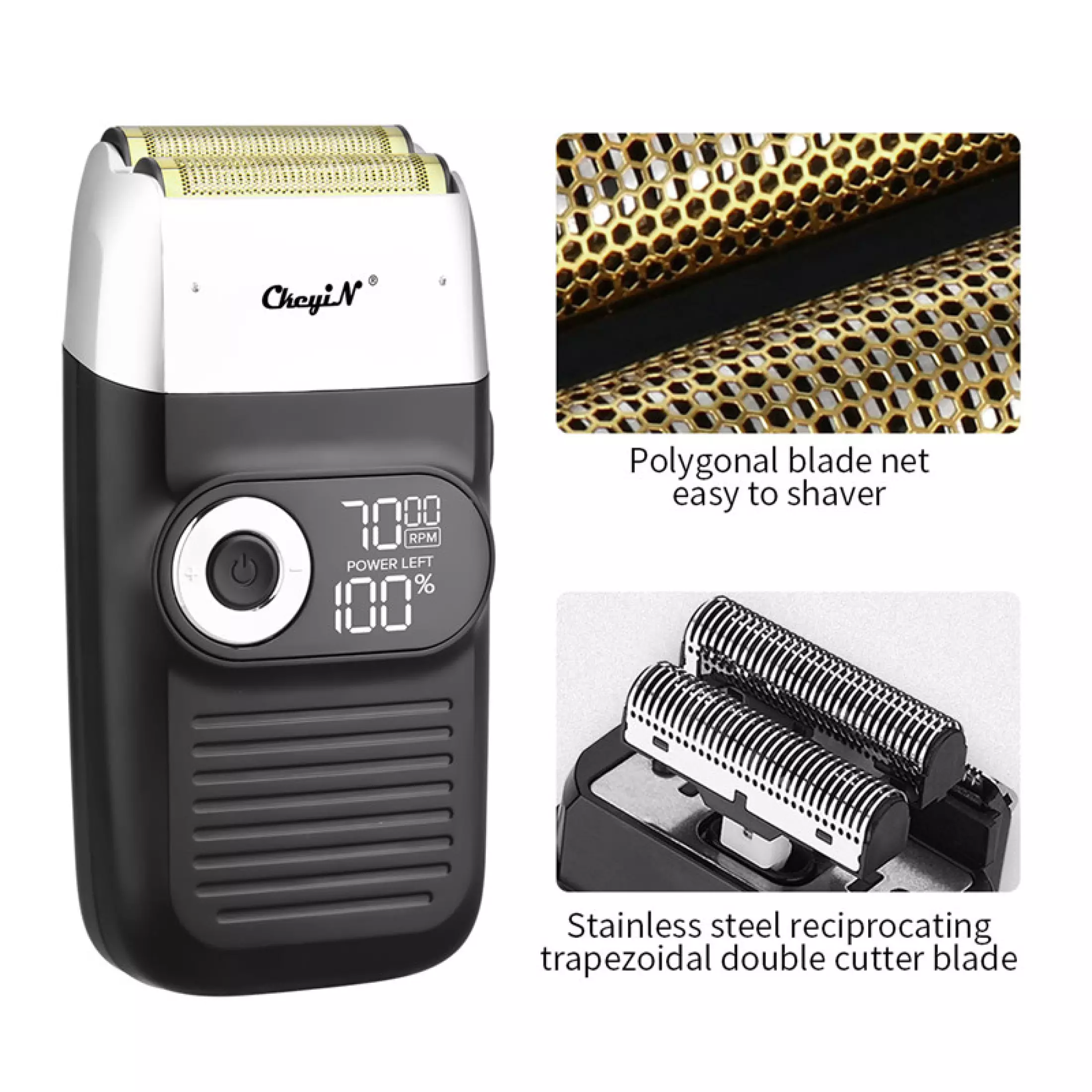 2 in 1 Rechargeable Electric Shaver for Men LCD Display Portable Cordless Men Reciprocating Razor Beard Trimmer Shaving Head Artifact