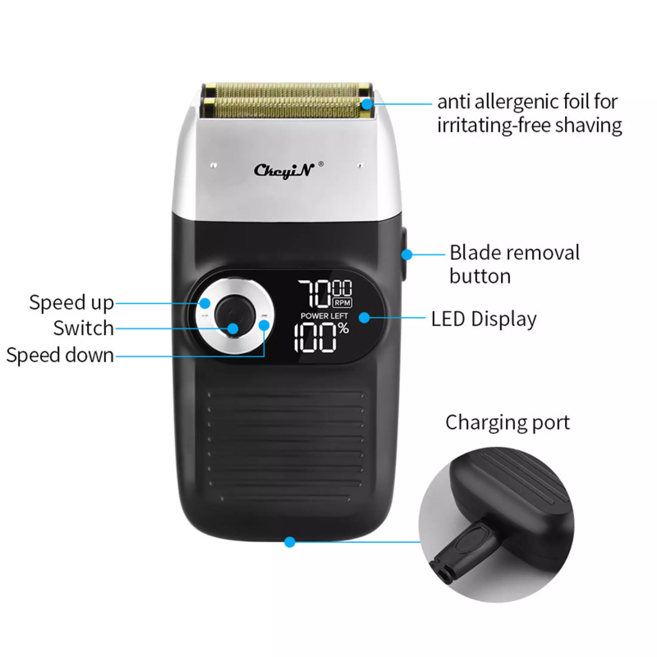 2 in 1 Rechargeable Electric Shaver for Men LCD Display Portable Cordless Men Reciprocating Razor Beard Trimmer Shaving Head Artifact