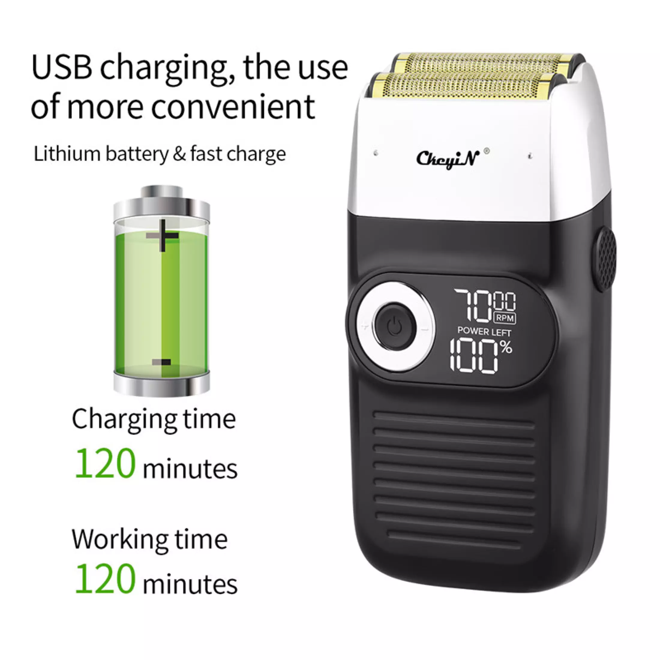 2 in 1 Rechargeable Electric Shaver for Men LCD Display Portable Cordless Men Reciprocating Razor Beard Trimmer Shaving Head Artifact