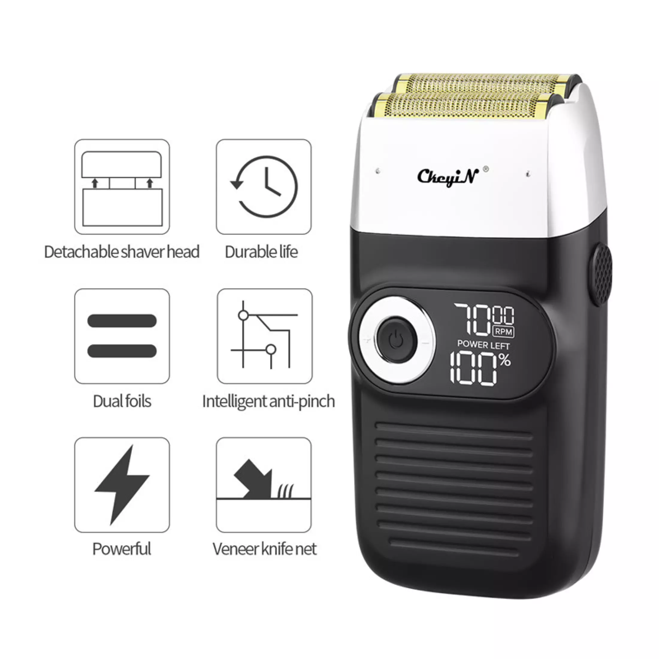 2 in 1 Rechargeable Electric Shaver for Men LCD Display Portable Cordless Men Reciprocating Razor Beard Trimmer Shaving Head Artifact