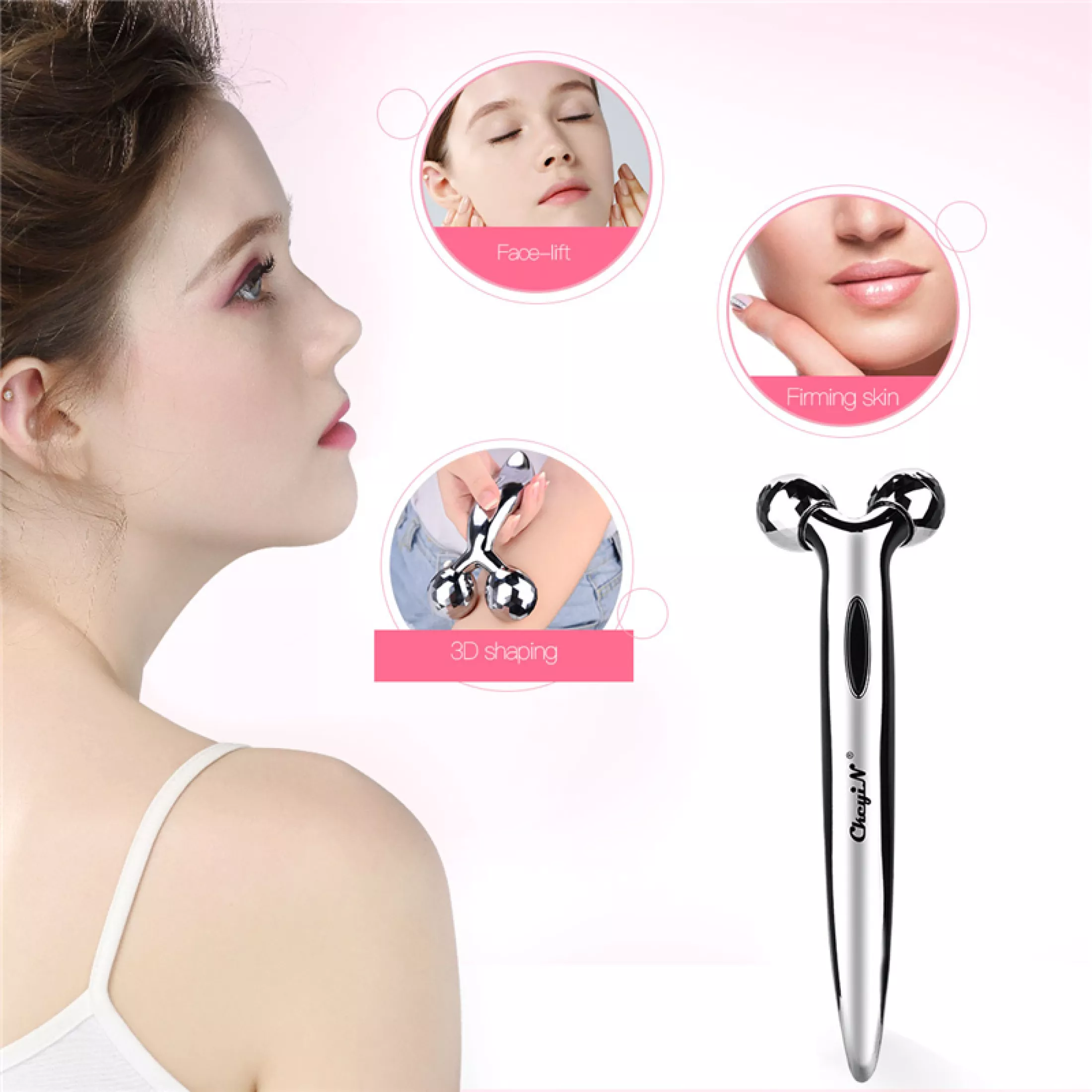 Beauty Portable Manual Face-lift Roller Massager 3D Thin Face Full Body Massager Beauty Tool Y Shape Massagers Skin Care Tools Neck Massager 360 Rotate