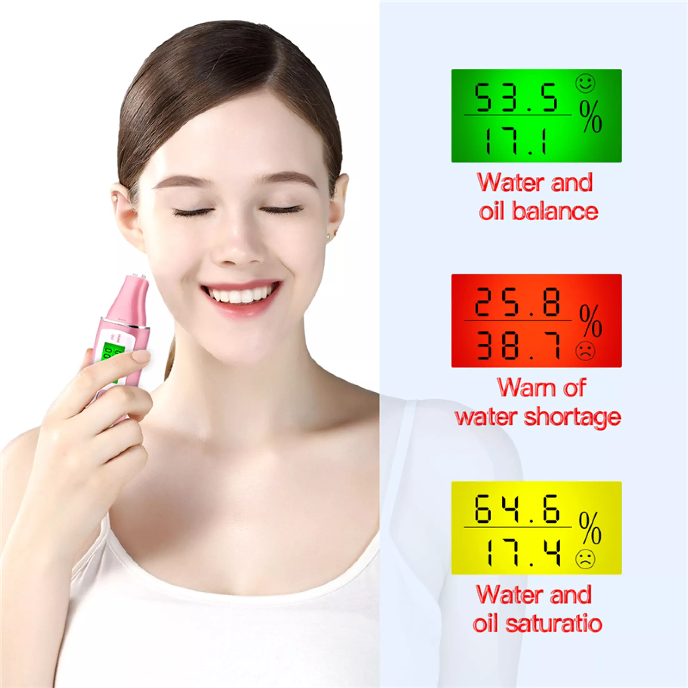 Face Skin Detector LCD Screen Digital Analyzer Skin Moisture Oil Testing Pen Skin Care with Bio-technology Tester Precise Detector Lady Beauty Tool Spa Monitor