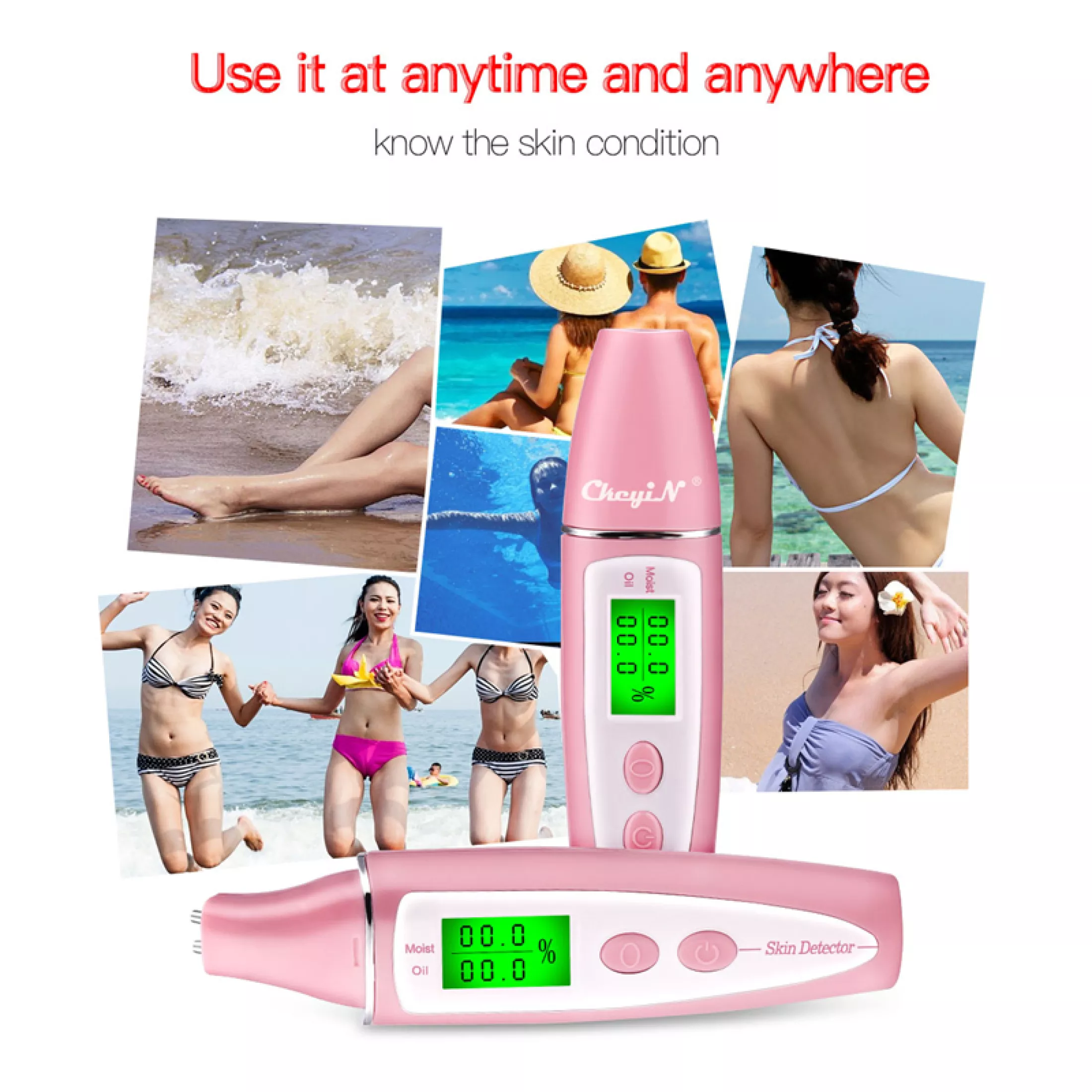 Face Skin Detector LCD Screen Digital Analyzer Skin Moisture Oil Testing Pen Skin Care with Bio-technology Tester Precise Detector Lady Beauty Tool Spa Monitor
