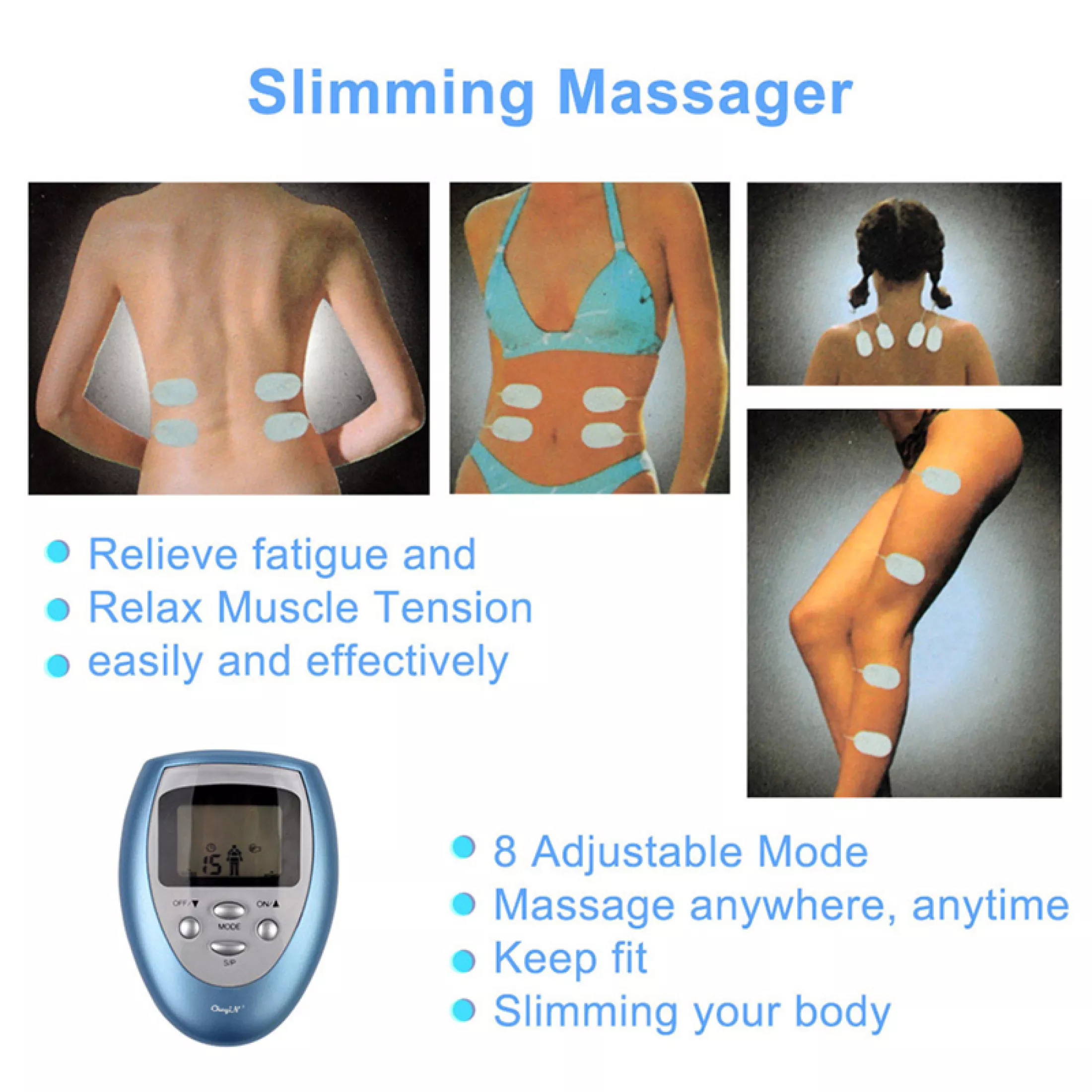 Body Slimming Massager Acupoint Massage Machine With 4pcs Pads Digital Muscle Massage Burn The Subcutaneous Fat