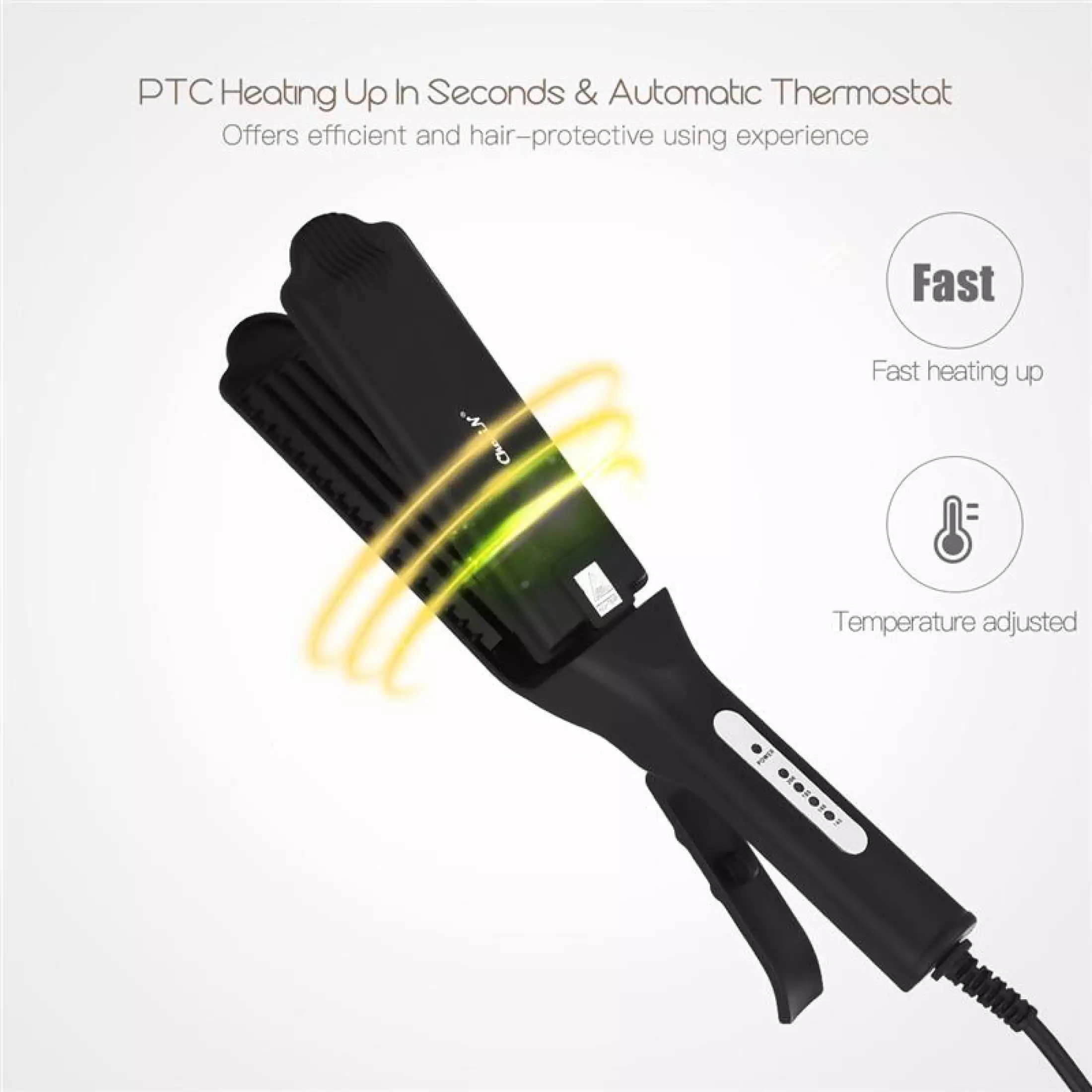 Corn Plate Hair Crimper with 4 Temperature Settings Fast Heating Flat Iron for Home DIY Use